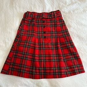 VINTAGE BUKKY AKI JAPANESE DESIGNER PLAID PLEATED WOOL SKIRT